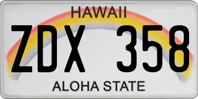 HI license plate ZDX358