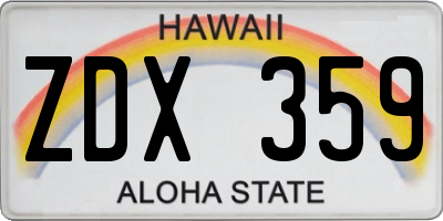 HI license plate ZDX359