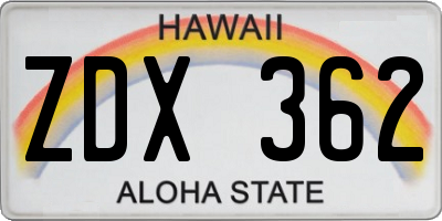 HI license plate ZDX362