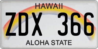 HI license plate ZDX366