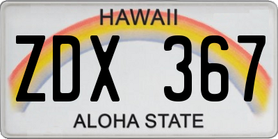 HI license plate ZDX367
