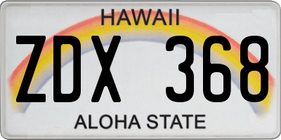 HI license plate ZDX368