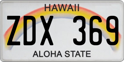 HI license plate ZDX369