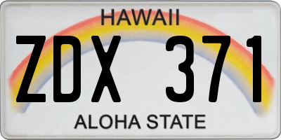 HI license plate ZDX371