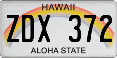 HI license plate ZDX372