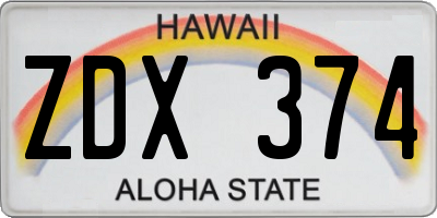 HI license plate ZDX374