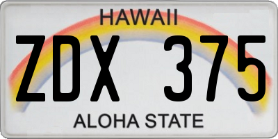 HI license plate ZDX375