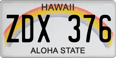 HI license plate ZDX376