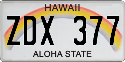 HI license plate ZDX377