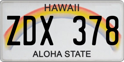 HI license plate ZDX378