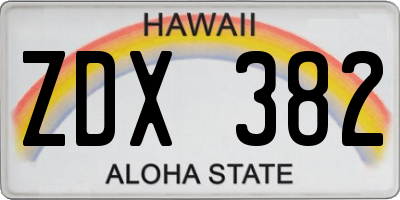 HI license plate ZDX382