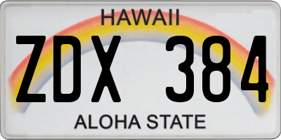 HI license plate ZDX384