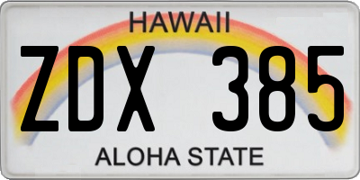 HI license plate ZDX385