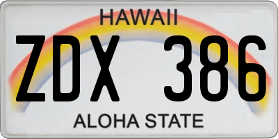 HI license plate ZDX386