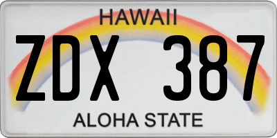 HI license plate ZDX387