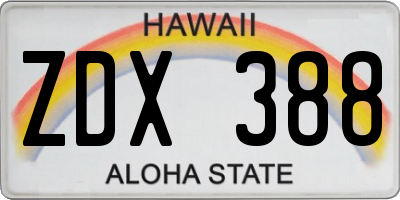 HI license plate ZDX388