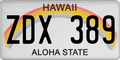 HI license plate ZDX389