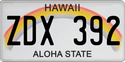 HI license plate ZDX392