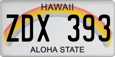 HI license plate ZDX393