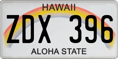 HI license plate ZDX396