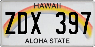 HI license plate ZDX397