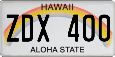 HI license plate ZDX400