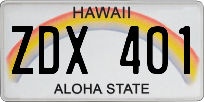 HI license plate ZDX401