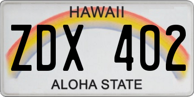 HI license plate ZDX402