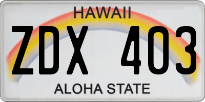 HI license plate ZDX403