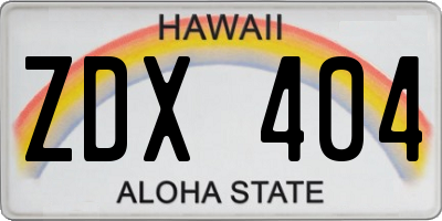 HI license plate ZDX404