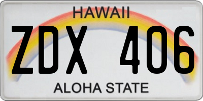 HI license plate ZDX406