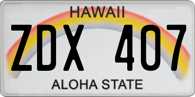 HI license plate ZDX407