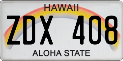 HI license plate ZDX408