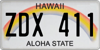 HI license plate ZDX411