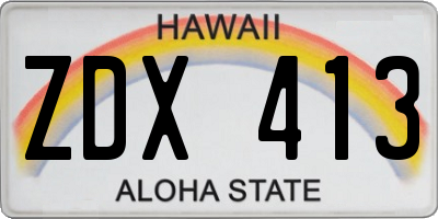 HI license plate ZDX413
