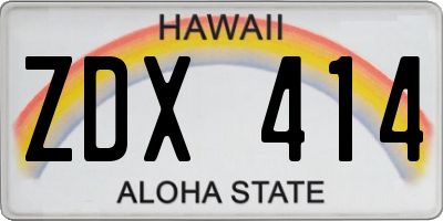 HI license plate ZDX414
