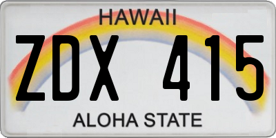 HI license plate ZDX415
