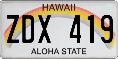 HI license plate ZDX419