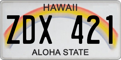 HI license plate ZDX421