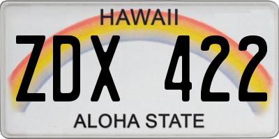 HI license plate ZDX422