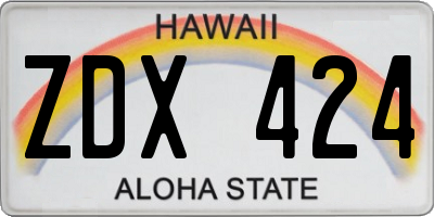 HI license plate ZDX424
