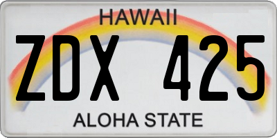 HI license plate ZDX425