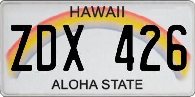 HI license plate ZDX426
