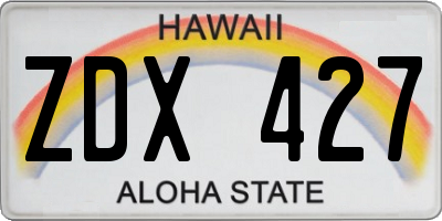 HI license plate ZDX427