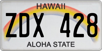 HI license plate ZDX428