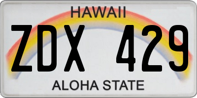 HI license plate ZDX429