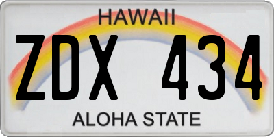HI license plate ZDX434