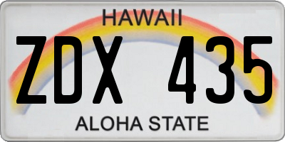 HI license plate ZDX435