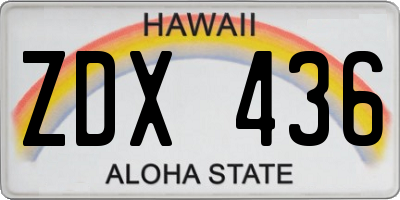 HI license plate ZDX436
