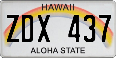 HI license plate ZDX437